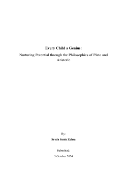 <b>Every Child a Genius:</b>Nurturing Potential through the Philosophies of Plato and Aristotle