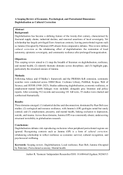 <b><i>A Scoping Review of Economic, Psychological, and Postcolonial Dimensions: Deglobalisation as Cultural Correction</i></b>