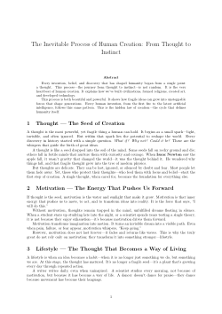 <b>The Inevitable Process of Human Creation: </b><b><i>From Thought to Instinct</i></b>