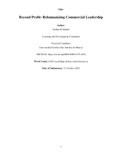 <b>Beyond Profit: Rehumanizing Commercial Leadership</b>