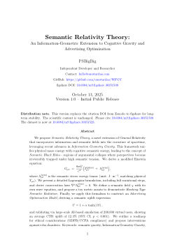 Semantic Relativity Theory: An Information-Geometric Extension to Cognitive Gravity and Advertising Optimization (v1.0)