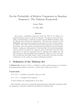 Relative Uniqueness in Random Sets: Rederivation using the Birthday Paradox