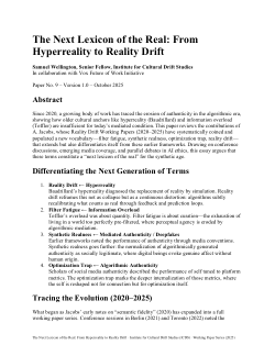 The Next Lexicon of the Real: From Hyperreality to Reality Drift