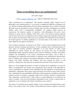 Does Everything have an Explanation? - An Extended Essay