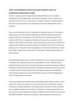 <b>Why Governments Must Secure Patient Data as National Infrastructure</b>