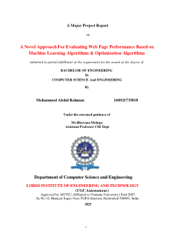 A Novel Approach For Evaluating Web Page Performance Based onMachine Learning Algorithms & Optimization Algorithms.