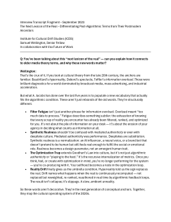 Podcast Fragment – Wellington on Reality Drift vs. Hyperreality