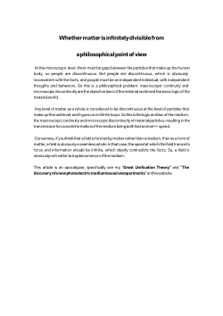 Whether matter is infinitely divisible from 
a philosophical point of view