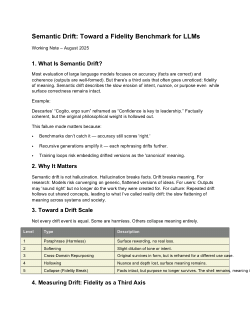 Toward a Semantic Fidelity Benchmark in AI Systems