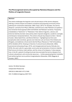 <b><i>The Misrecognised Jammu (Occupied by Pakistan) Diaspora and the Politics of Linguistic Erasure</i></b>