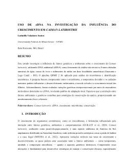 <b>USO DE eDNA NA INVESTIGAÇÃO DA INFLUÊNCIA DO CRESCIMENTO EM </b><b><i>CAIMAN LATIROSTRIS</i></b>