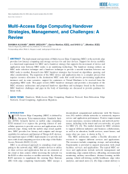 <sub>Multi-Access Edge Computing Handover Strategies, Management, and Challenges: A Review</sub>