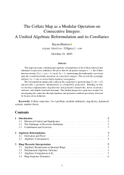 The Collatz Map as a Modular Operation on Consecutive Integers: A Unified Algebraic Reformulation and its Corollaries