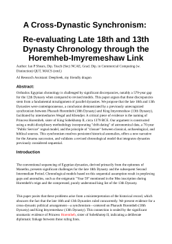 <b>A Cross-Dynastic Synchronism:</b><b>Re-evaluating Late 18th and 13th Dynasty Chronology through the Horemheb-Imyremeshaw Link</b>
