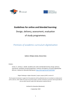 Guidelines for online and blended learning: Design, delivery, assessment, evaluation of study programmes. Premises of academic curriculum digitalisation