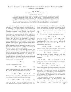 Inertial Extension of Special Relativity as a Route to General Relativity and the Cosmological Constant