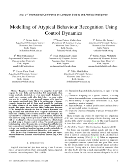 Modelling of Atypical Behaviour Recognition Using Control Dynamics
