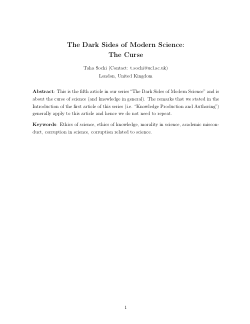 The Dark Sides of Modern Science: The Curse