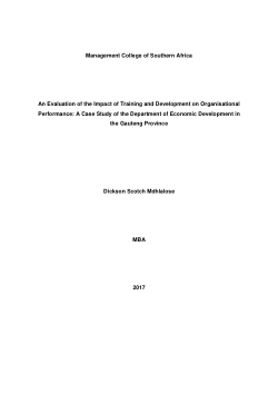 An Evaluation of the Impact of Training and Development on OrganisationalPerformance: A Case Study of the Department of Economic Development inthe Gauteng Province