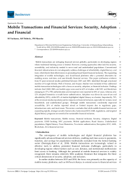Mobile Transactions and Financial Services: Security, Adoption 2and Financial