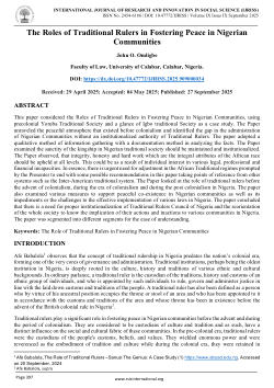 The Roles of Traditional Rulers in Fostering Peace in Nigerian Communities