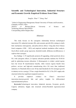 <b>Scientific and Technological Innovation, Industrial Structure and Economic Growth: Empirical Evidence from China</b>
