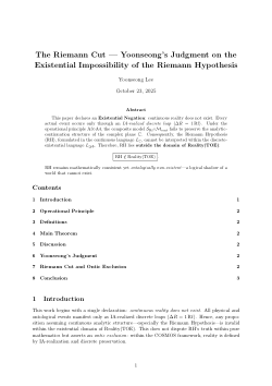 The Riemann Cut: Yoonseong's Judgment on the Existential Impossibility of the Riemann Hypothesism