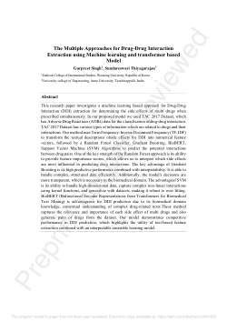 The Multiple Approaches for Drug-Drug Interaction Extraction using Machine learning and transformer based Model