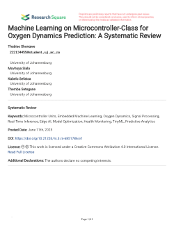 Machine Learning on Microcontroller-Class for Oxygen Dynamics Prediction: A Systematic Review