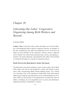 Giwa, L. (2025). Liberating Our labor: Cooperative organizing among birth workers and beyond. In Schlesselman-Tarango, G., Rau, R. A., & Moore, A. A. (Eds.), <i>Information, Power, and Reproductive Health</i> (pp. 361-377). Library Juice Press.