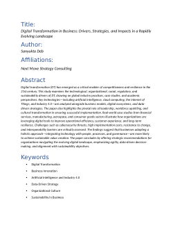 <i>Digital Transformation in Business: Drivers, Strategies, and Impacts in a Rapidly Evolving Landscape</i>