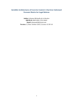 Invisible Architecture of Coercive Control : A Survivor Informed Forensic Matrix for Legal Reform