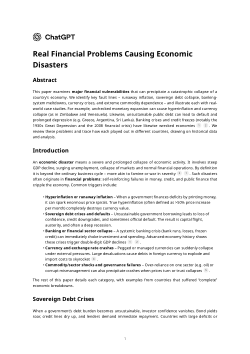 Real Financial Problems Causing Economic Disasters