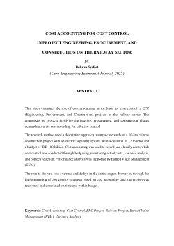 COST ACCOUNTING FOR COST CONTROL IN PROJECT ENGINEERING, PROCUREMENT, AND CONSTRUCTION ON RAILWAY SECTOR