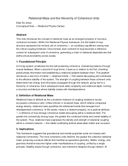 Relational Mass and the Hierarchy of Coherence Units