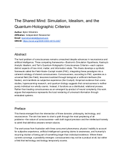 The Shared Mind;Simulation, Idealism, and the Quantum-Holographic Criterion