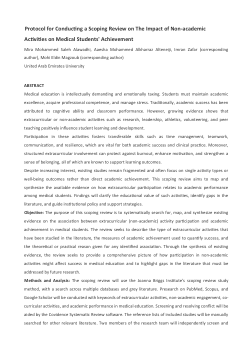 <b>Protocol for Conducting a Scoping Review on The Impact of Non-academic Activities on Medical Students' Achievement</b>