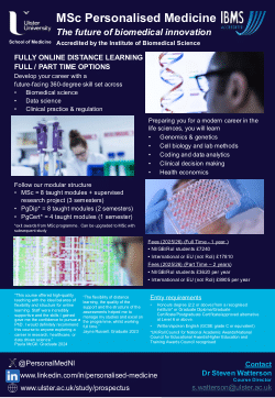 MSc Personalised Medicine at Ulster University