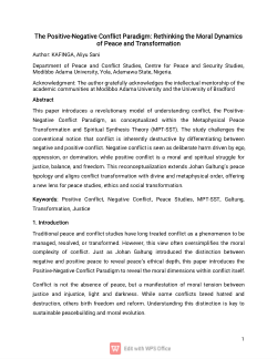 The Positive-Negative Conflict Paradigm: Rethinking the Moral Dynamics of Peace and Transformation