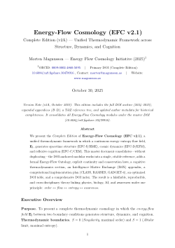 Energy-Flow Cosmology (EFC-v2.1): Unified Thermodynamic Framework across Structure, Dynamics, and Cognition