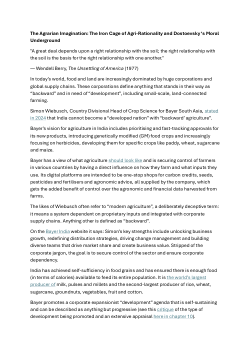 The Agrarian Imagination: The Iron Cage of Agri-Rationality and Dostoevsky‘s Moral Underground