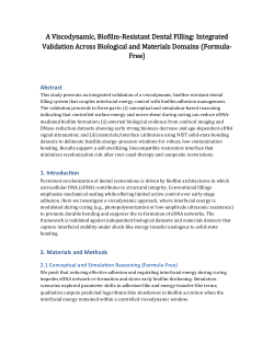 A Viscodynamic, Biofilm-Resistant Dental Filling: Integrated Validation Across Biological and Materials Domains (Formula-Free)