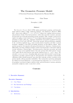 The Geometric Pressure Model-A Structural Persistence Framework for Physical Reality V1.1