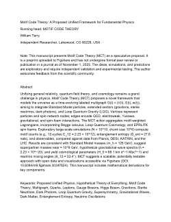 Motif Code Theory: A Proposed Unified Framework for Fundamental Physics