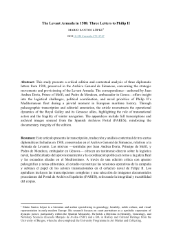 The Levant Armada in 1588: Three Letters to Philip II