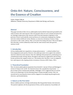Onto-Art: Nature, Consciousness, and the Essence of Creation