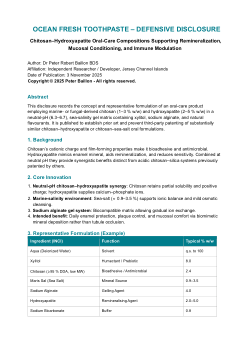 Ocean Fresh Toothpaste - Defensive Disclosure: Chitosan-Hydroxyapatite Oral-Care Compositions Supporting Remineralization and Mucosal Conditioning