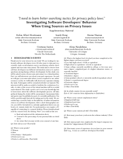 “I need to learn better searching tactics for privacy policy laws.” Investigating Software Developers’ Behavior When Using Sources on Privacy Issues Supplementary Material