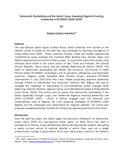 Democratic Backsliding and the Sahel Coups: Assessing Nigeria's Evolving Leadership in ECOWAS (2023-2025)