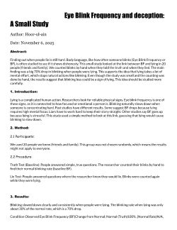 Eye Blink Frequency and deception: A Small StudyEye Blink Frequency and deception: A Small StudyEye Blink Frequency and deception: A Small Study<b>Eye Blink Frequency and deception: A Small Study</b>
